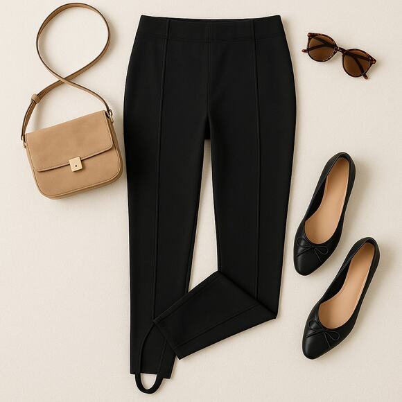 Soft Surroundings Stirrup Leggings Black Ponte Knit XL Petite Pants NWT - Picture 2 of 9